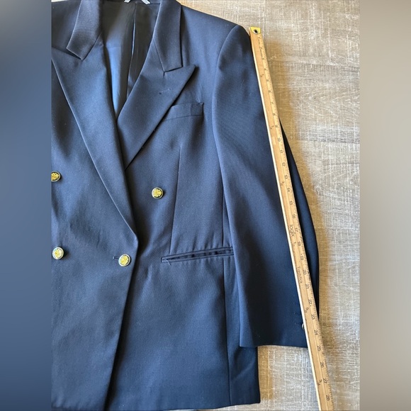 Italian Pure Virgin wool 44 Gold Button Double Breast Sport Coat academia preppy - Picture 9 of 16